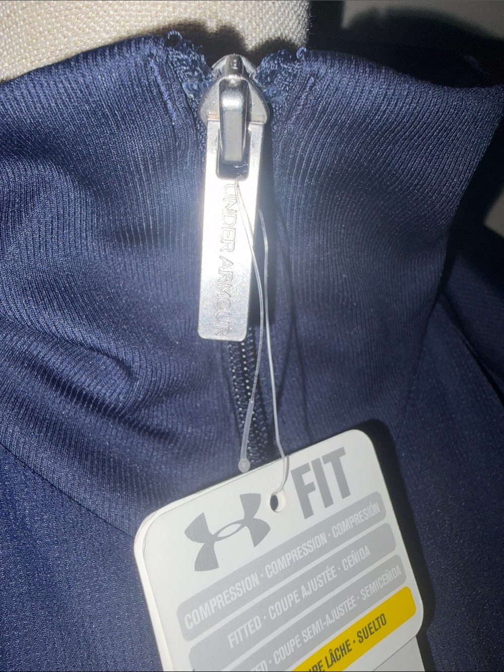 Under Armour Dark Navy Full Zip Track Jacket with White Logo - Picture 5 of 9